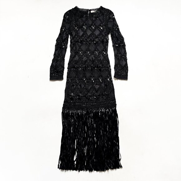 Zimmermann Kaleidoscope Fringed Macrame Dress Black AU 0P US 2P Petite - Picture 4 of 13